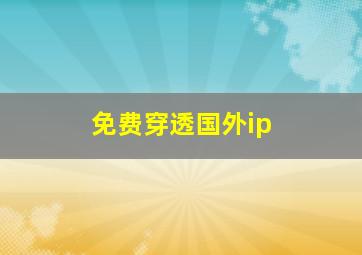 免费穿透国外ip