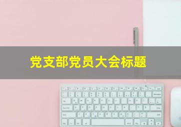 党支部党员大会标题