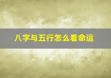 八字与五行怎么看命运