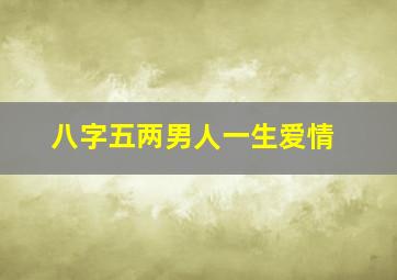 八字五两男人一生爱情