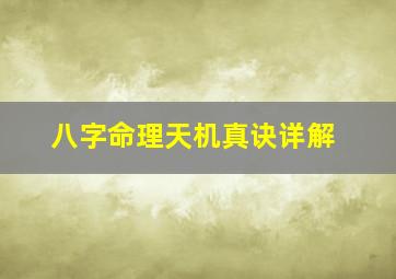 八字命理天机真诀详解