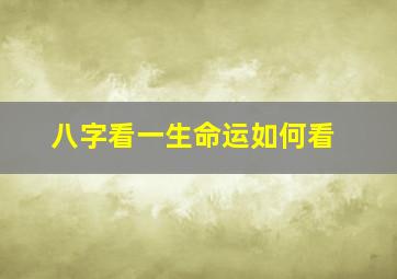 八字看一生命运如何看