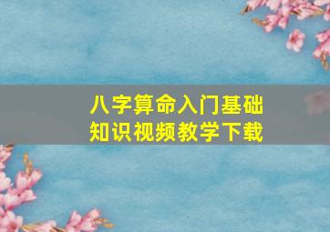 八字算命入门基础知识视频教学下载