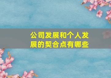 公司发展和个人发展的契合点有哪些