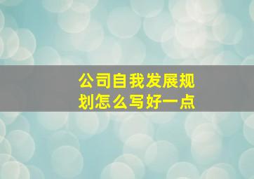 公司自我发展规划怎么写好一点