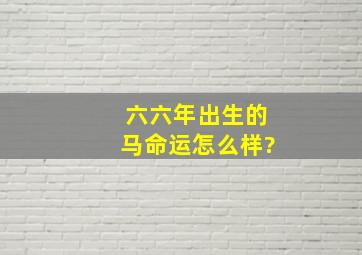 六六年出生的马命运怎么样?