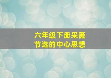 六年级下册采薇节选的中心思想