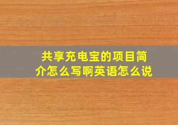 共享充电宝的项目简介怎么写啊英语怎么说