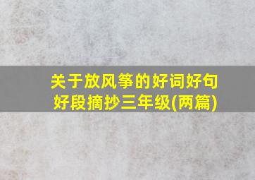 关于放风筝的好词好句好段摘抄三年级(两篇)