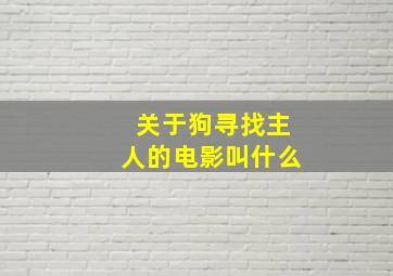 关于狗寻找主人的电影叫什么