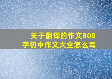 关于翻译的作文800字初中作文大全怎么写