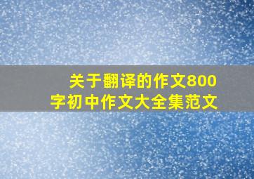 关于翻译的作文800字初中作文大全集范文