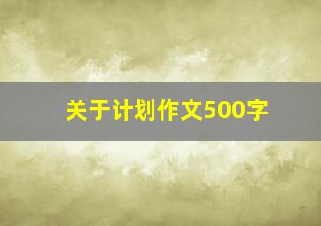 关于计划作文500字