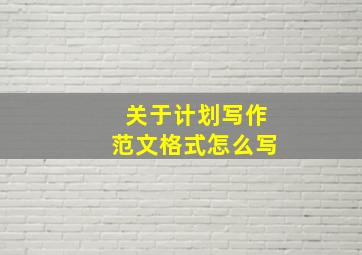 关于计划写作范文格式怎么写