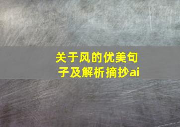 关于风的优美句子及解析摘抄ai