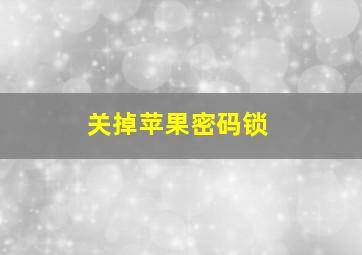 关掉苹果密码锁