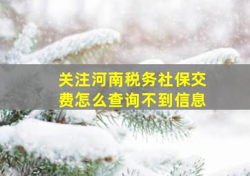 关注河南税务社保交费怎么查询不到信息