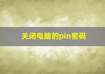 关闭电脑的pin密码