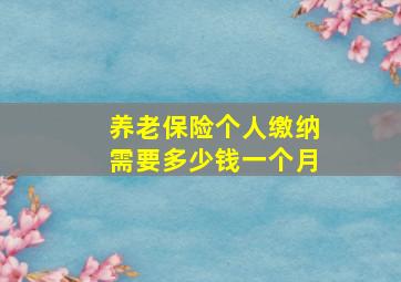 养老保险个人缴纳需要多少钱一个月