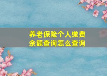 养老保险个人缴费余额查询怎么查询