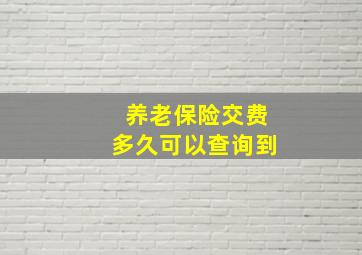 养老保险交费多久可以查询到