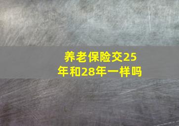 养老保险交25年和28年一样吗