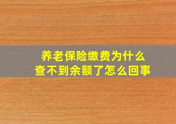 养老保险缴费为什么查不到余额了怎么回事