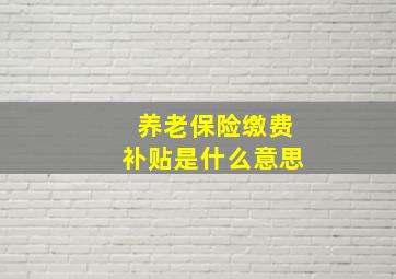 养老保险缴费补贴是什么意思