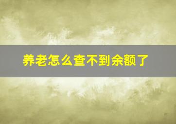 养老怎么查不到余额了