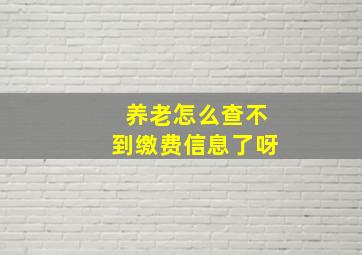 养老怎么查不到缴费信息了呀