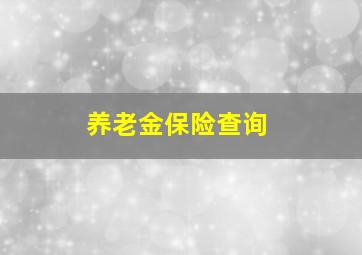 养老金保险查询