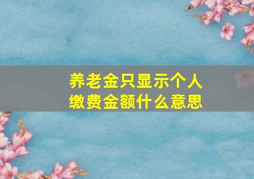 养老金只显示个人缴费金额什么意思