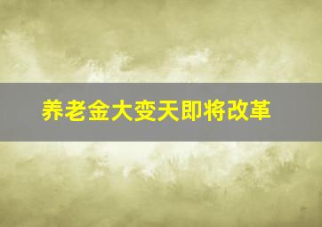 养老金大变天即将改革