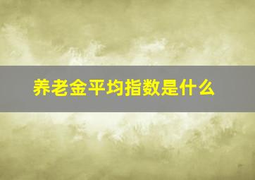 养老金平均指数是什么