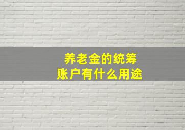 养老金的统筹账户有什么用途