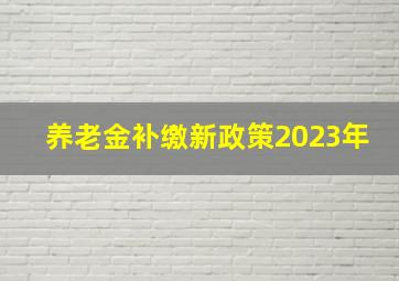 养老金补缴新政策2023年