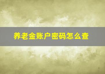 养老金账户密码怎么查