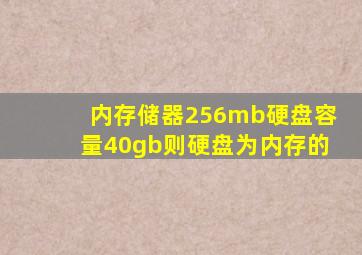 内存储器256mb硬盘容量40gb则硬盘为内存的