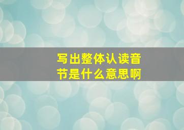 写出整体认读音节是什么意思啊