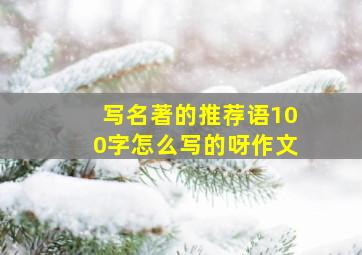 写名著的推荐语100字怎么写的呀作文