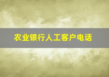 农业银行人工客户电话