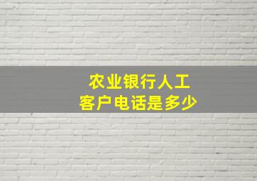 农业银行人工客户电话是多少