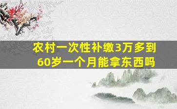 农村一次性补缴3万多到60岁一个月能拿东西吗