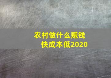 农村做什么赚钱快成本低2020