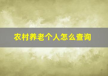 农村养老个人怎么查询