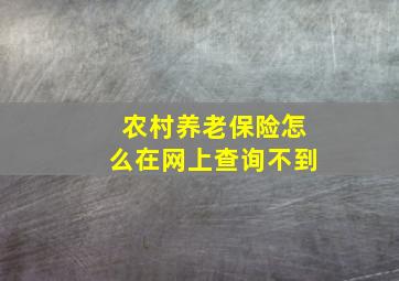 农村养老保险怎么在网上查询不到