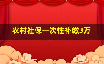 农村社保一次性补缴3万