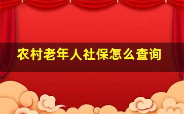 农村老年人社保怎么查询