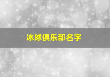 冰球俱乐部名字