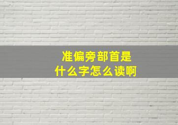 准偏旁部首是什么字怎么读啊